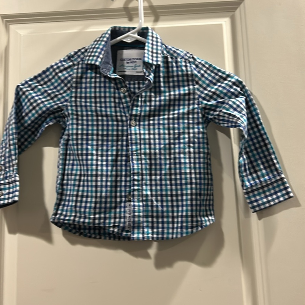 Like New! Next custom design gingham checkered button down shirt long sleeve 3yr